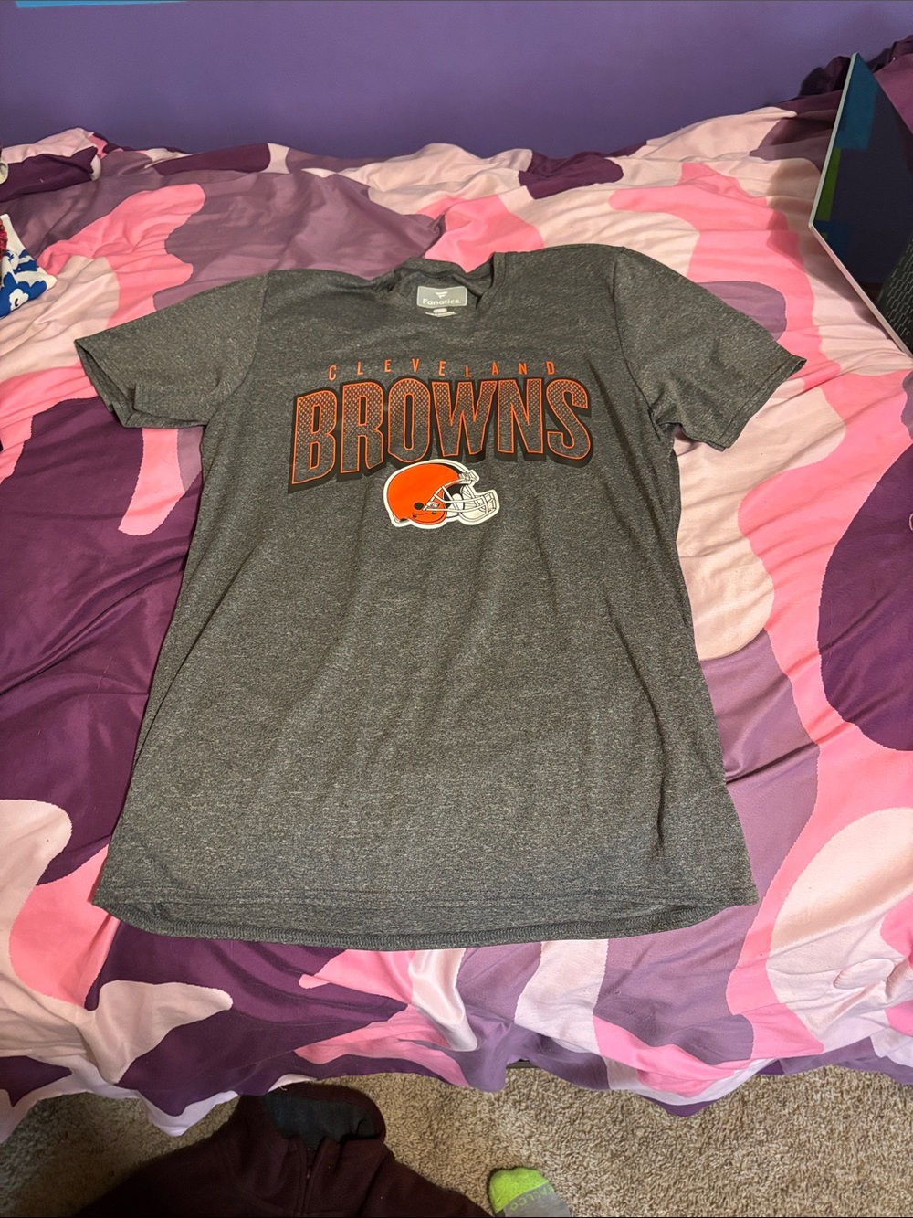 Cleveland Browns Gray Short Sleeve Tee with Helmet Logo Dri fit